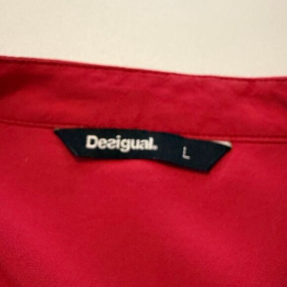 Desigual Red Botanical Print Long Sleeve Casual Pop Over Blouse Size M - Picture 14 of 14